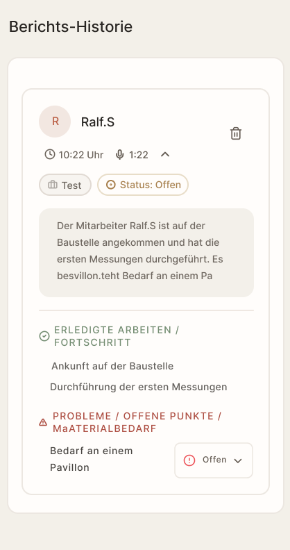 Fertiges Bautagebuch